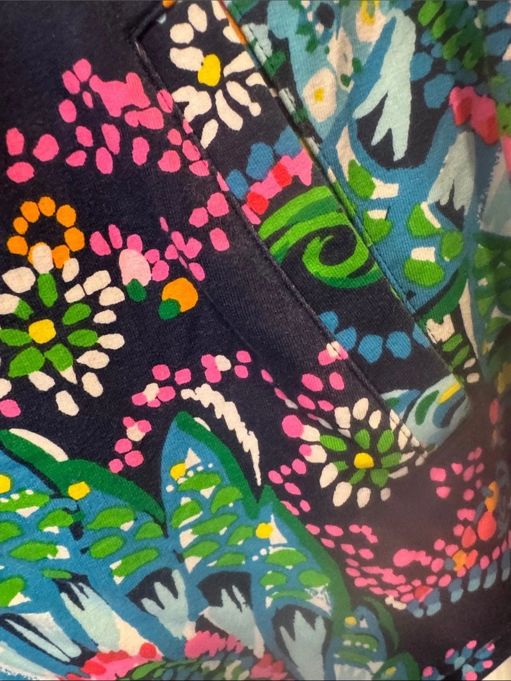 Like New Lilly Pulitzer Navy Multicolor Floral-Paisley Zip Jacket With Pockets - Picture 4 of 6
